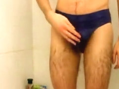 Changing underwear and cum in shower