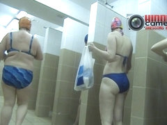 A group of naked grannies caught on a shower spy cam video