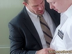 Mormon gobbles hard cock