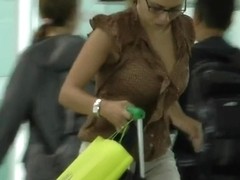 Airline Passenger With Very Bouncy Tits