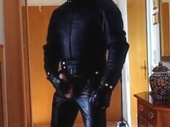 Biker wearing in full Old Style Leathersuit