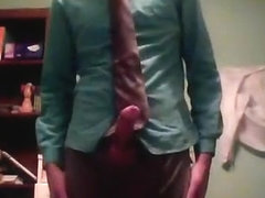 Jerking off in a tie