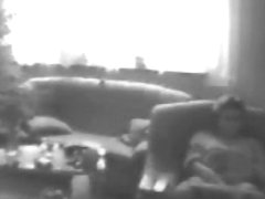 Nasty mommy home alone caught masturbating in living room
