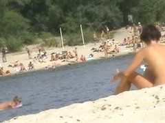 Nude beach voyeur with mature babes