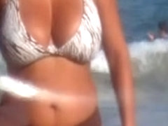 big tits on beach