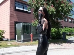 A Diva walking in leather panties