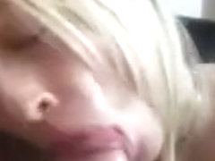 Hawt blonde girlfriend swallows his short stubby cock