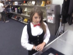 Pretty card dealer pawns her tablet and fucked by pawnkeeper