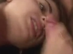 Cum loving French gal gets a face full of messy cum