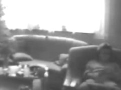 Mummy masturbates in living room. Hidden cam