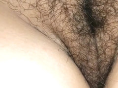 Wife shows her big natural tits and hairy pussy