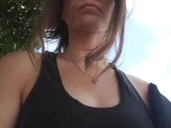 college girl flashing and masturbating in a park