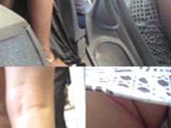 Blonde with flabby ass wears a g-string in upskirt clip