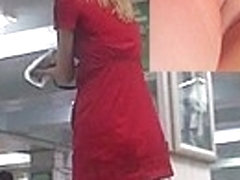 Lady in red upskirt