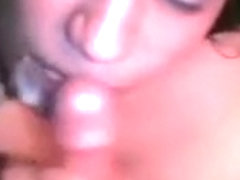 Cumming in her face hole and trickling off her chin and lips.