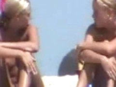 Cute blonde girls at beach - hidden cam
