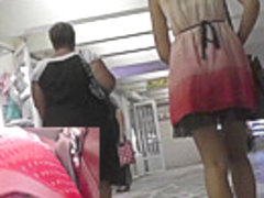 Hot blonde upskirt video filmed in the public place
