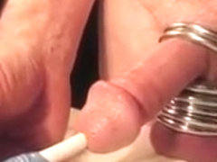 Close-up orgasm with urethral vibrator