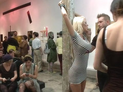 Fuckable Art Big titted blonde fucked in a crowded gallery