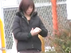 Japanese sharking video showing a cute gal in blue panties