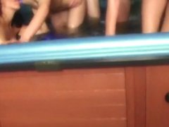 Young students group fucking in hot tub