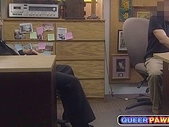Straight dude in suit fucked in pawn shop like a true whore