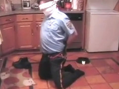 BG Cop bound gagged and blindfolded in the kitchen