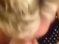Deepthroat blowjob action with a short-haired blonde woman