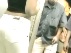 Tight ass of a black hair in the metro voyeur video
