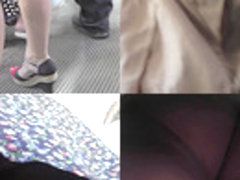 Upskirt vid made in public shows redhead in g-string