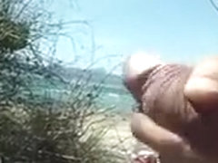 public masturbation cum on the beach