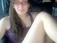 Spectacled amateur tgirl plays with her tits, cock and ass