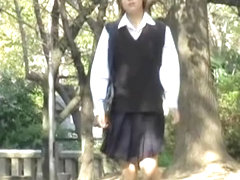 Japanese student skirt sharked on her way to school