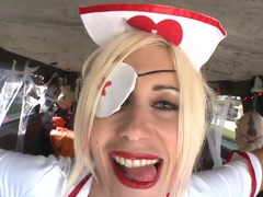 Busty nurse Puma Swede gets screwed in her costume