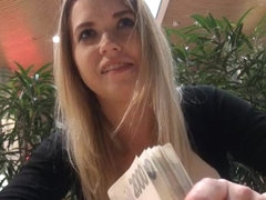 Cute amateur student offered money for sex in a public place