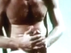 Vintage clip of dude making love to his own nice big cock