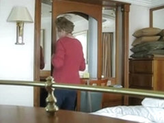 Hidden camera cauth a hot grandma in her room after washroom,holy fuck