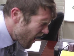 Gay office hunk pounded in his tight ass