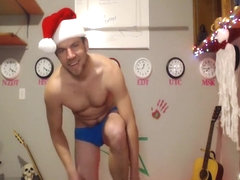 cute guy in santa hat strips