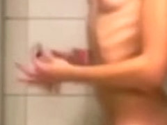Petite white college girlfriend in the shower room