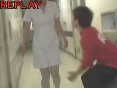 Kinky dude does panty sharking to the pretty Japanese nurse