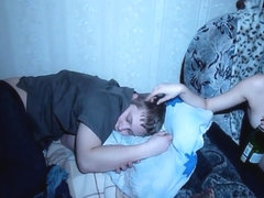 Sleeping guy misses a great threesome