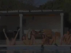 Six naked girls by the pool from Russia