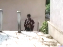 Public sharking vid showing a Japanese chick in a kimono