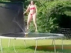 Jumping naked on a trampoline