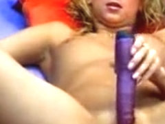 Hot blonde play with dildo in the pussy and in the ass