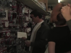 Hot redhead gets publicly fucked and fondled in a hardware store