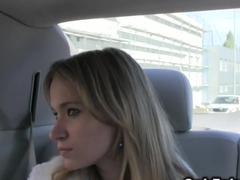 Fake taxi driver fucks blonde outdoors
