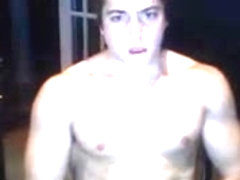 Handsome muscle boy with big cock masturbation on cam