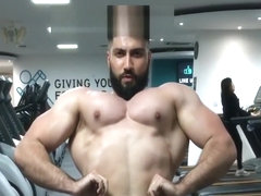 Straight Afghan muscle guy flexing his pecs - Muscle worship